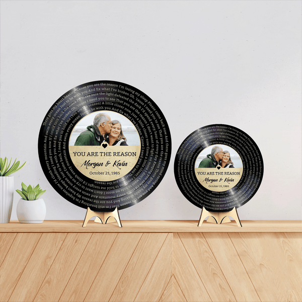Custom Round Sign, Customizable Song Lyrics, Photo And Text, Vinyl Record, Gift For Couple