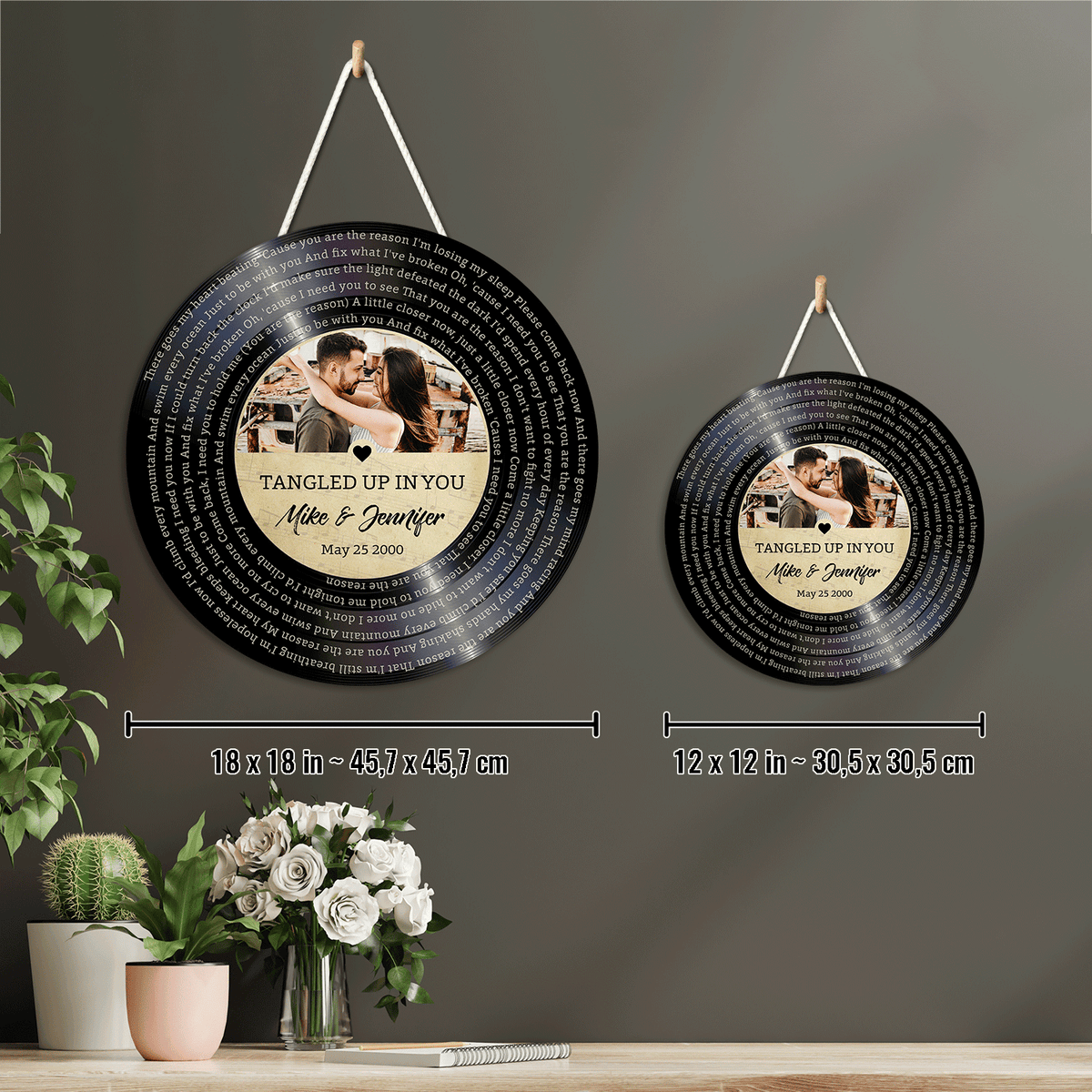 Custom Round Sign, Customizable Song Lyrics, Photo And Text, Vinyl Record, Gift For Couple