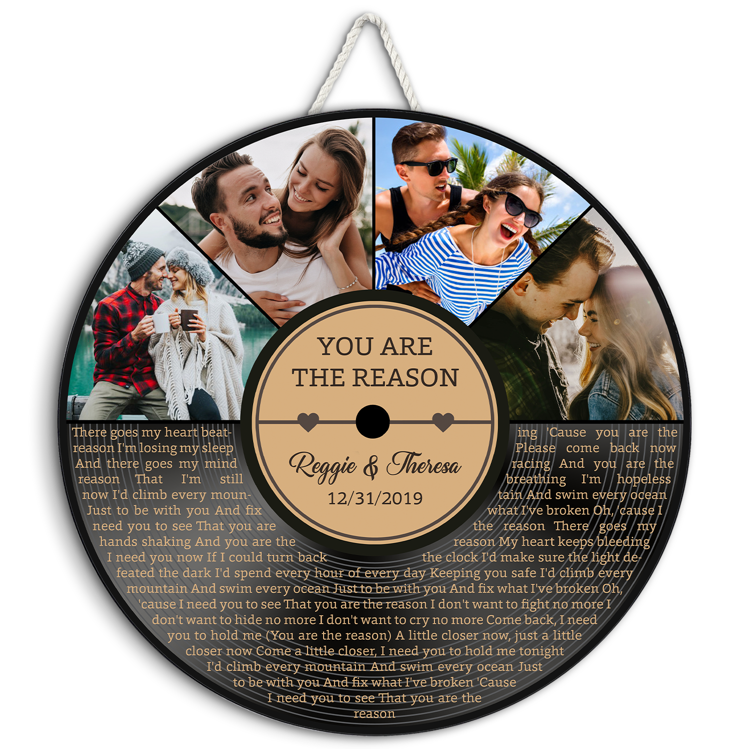 Custom Round Sign, Customizable Song Lyrics, Photo And Text, Half Vinyl Record