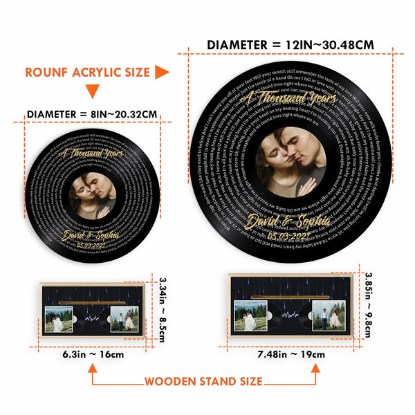 Custom Song Lyrics, Black Vinyl Record, Acrylic Record