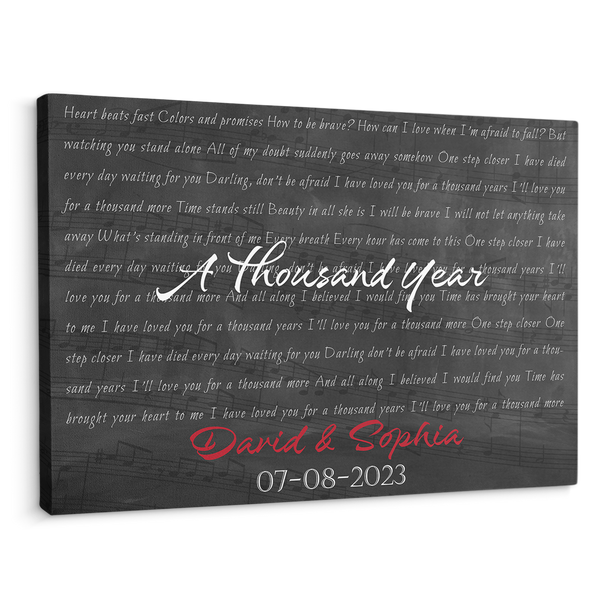 Custom Song Lyrics And Customizable Text Black Background Canvas