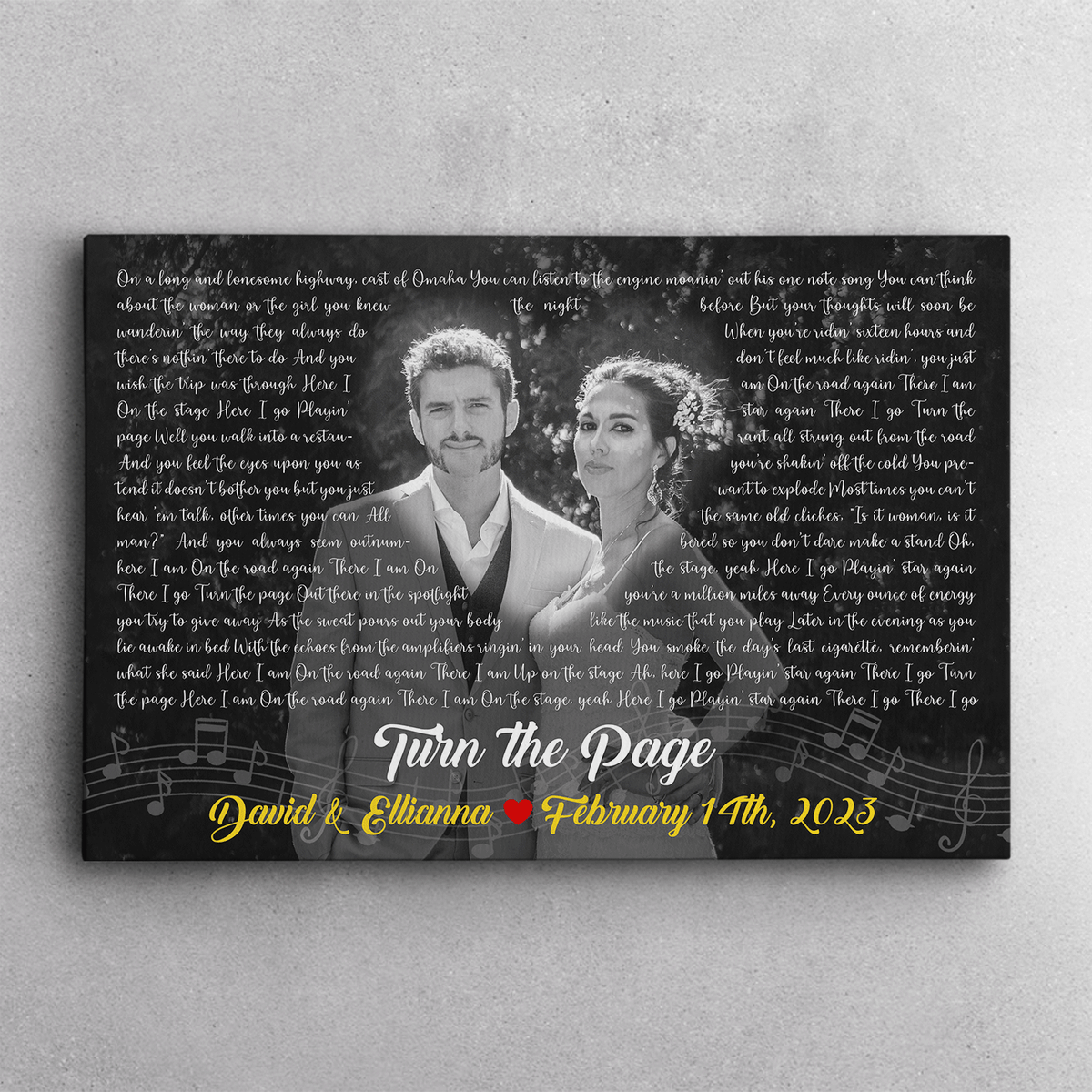 Custom Song Lyrics, Upload Photo, Customizable Song Name And Text Canvas Wall Art