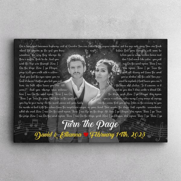 Custom Song Lyrics, Upload Photo, Customizable Song Name And Text Canvas Wall Art