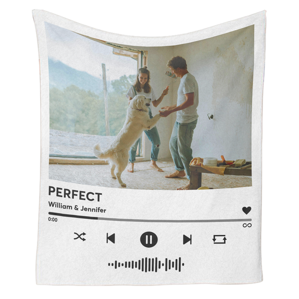 Personalized Music Blanket, Spotify-Style, Custom Photo & Name