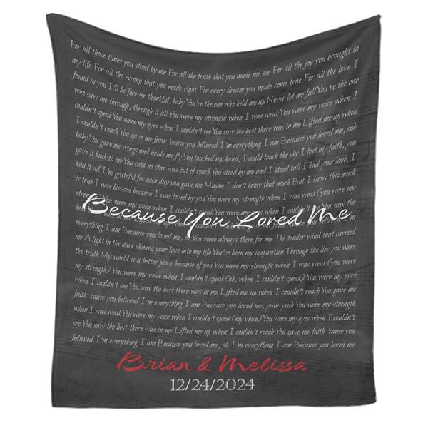 Custom Song Lyrics, Customizable Name And Date Black Background Blanket