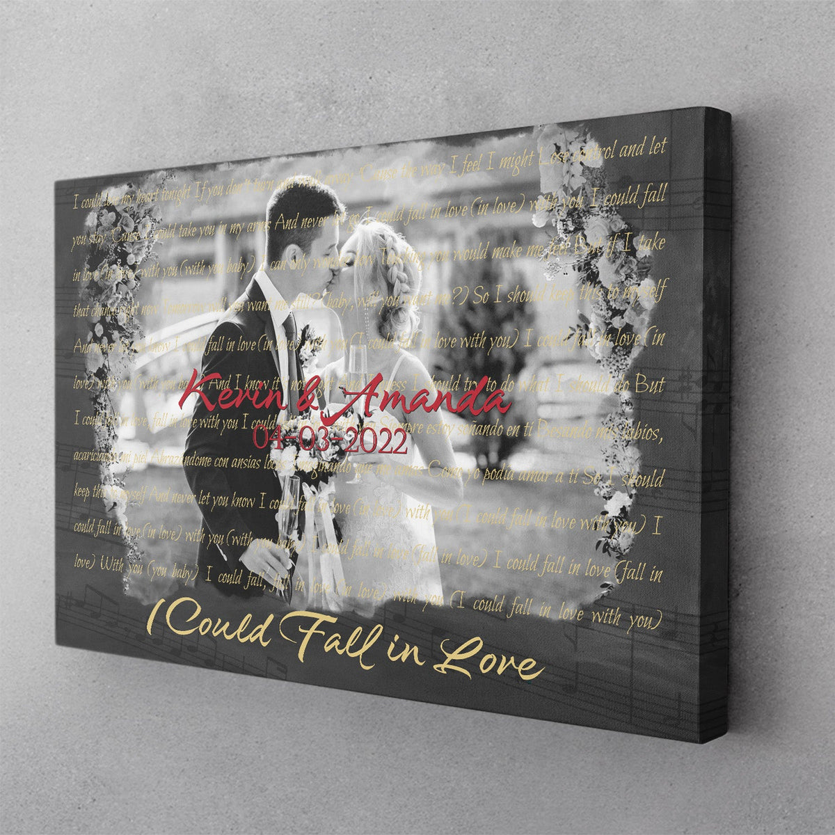 Custom Song Lyrics, Upload Photo, Customizable Song Name And Text Canvas