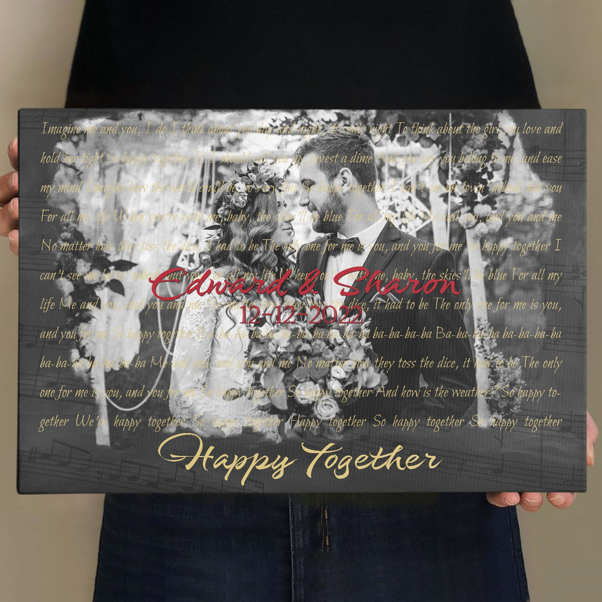 Custom Song Lyrics, Upload Photo, Customizable Song Name And Text Canvas