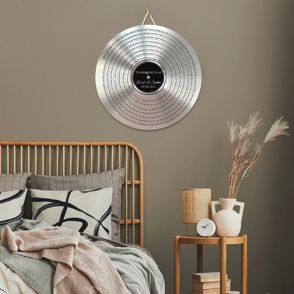 Custom Song Lyrics, Gold Vinyl Record, Customizable Song Name And Text Round Wood Sign