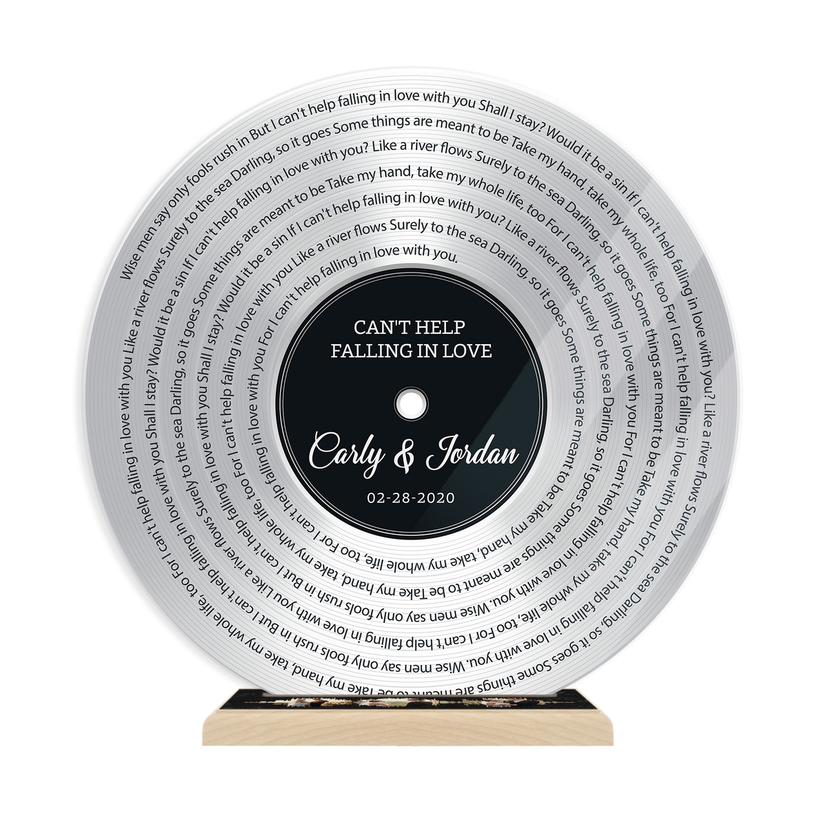 Custom Song Lyrics & Upload Photos Silver, Acrylic Record