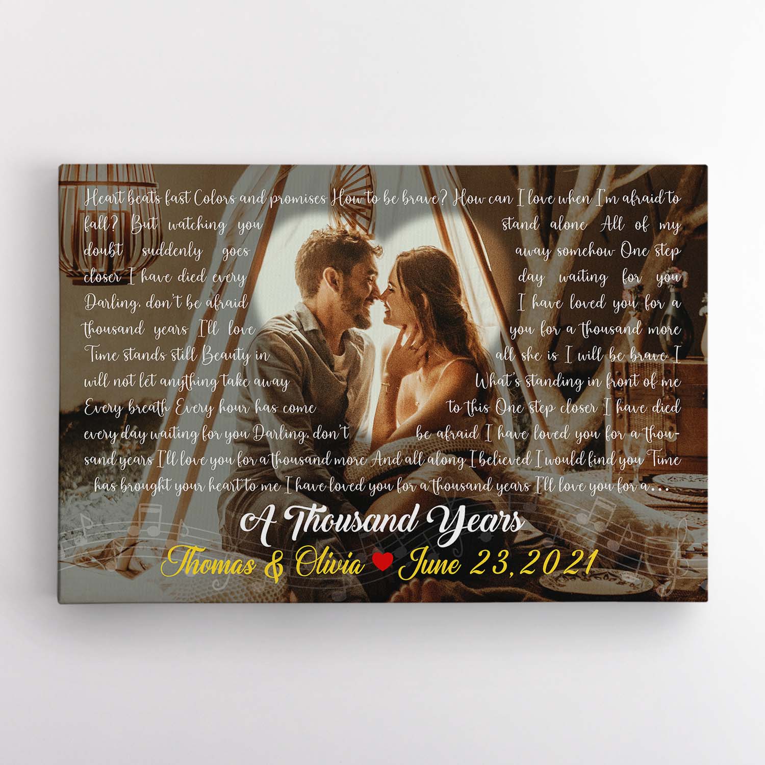 Custom Song Lyrics, Upload Photo, Personalized Song Name And Text Canvas Wall Art